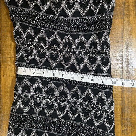 Y2K Vintage CEDUXION Black & Silver Heart Pattern Bodycon Dress - Juniors Medium - Picture 10 of 10